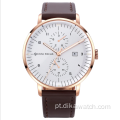 MINI 0052G Marca Moda Negócios Couro Homens Relógios de Quartzo Reloj De Hombre Chronograph Relógios de pulso à prova d&#39;água para homens